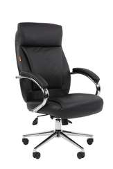 Офисное кресло Chairman 794 Россия хром нат. кожа/экокожа черная