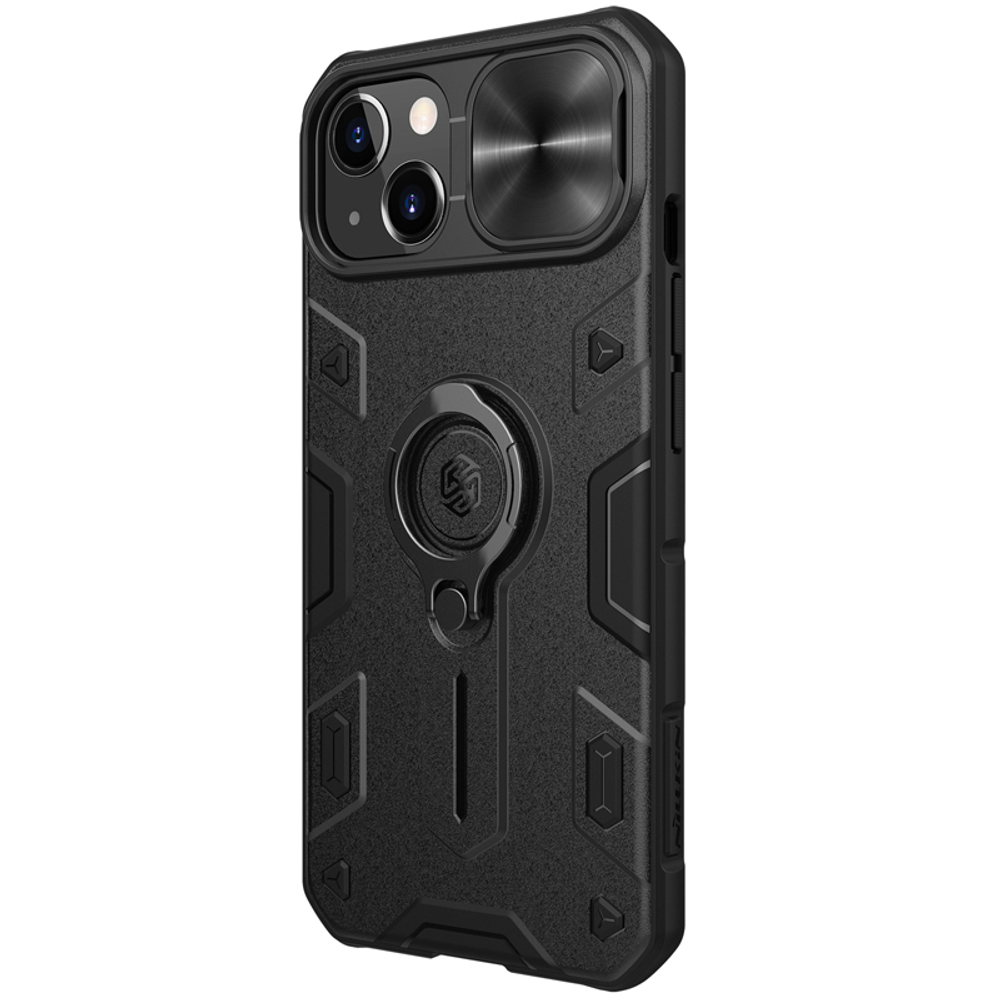 Защитный чехол от Nillkin для iPhone 13, серия CamShield Armor Case с кольцом и металлической защитной шторкой для камеры