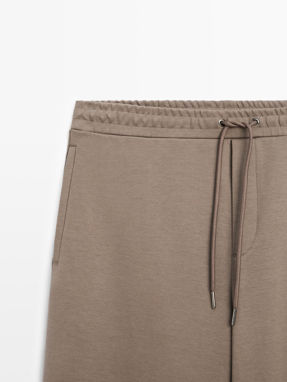 Massimo Dutti Спортивные брюки-джоггеры из смесовой хлопковой ткани, хаки