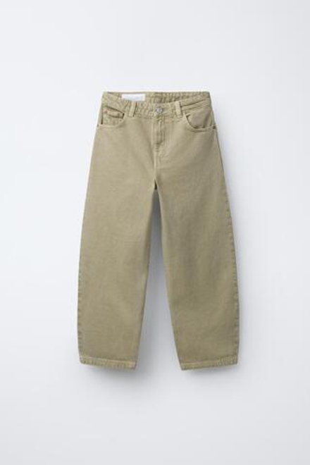 ZARA ДЖИНСЫ RELAXED BAGGY, СВЕТЛЫЙ ХАКИ
