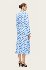 Голубая юбка-миди с цветочным принтом "Бланш"