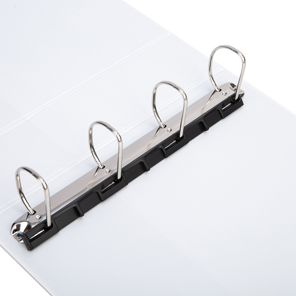 Папка презентационная DELI на 4-х кольцах, А4, с кармашком, корешок 77 мм, белая