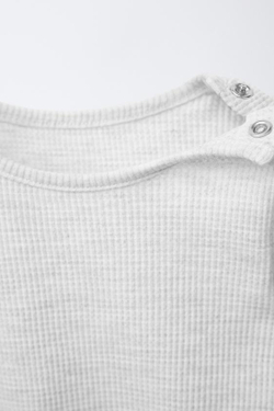ZARA НАБОР ИЗ ДВУХ ВАФЕЛЬНЫХ БОДИ, БЕЛЫЙ/СЕРЫЙ