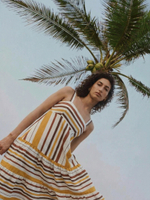 Сарафан с ярусной юбкой в крупную полоску