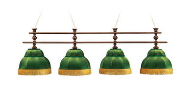 Лампа Аристократ-3 4пл. береза (№6,бархат зеленый,бахрома желтая,фурнитура золото)