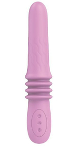 Розовый вибратор Susie с возвратно-поступательными движениями - 25,2 см. (Цвет: розовый)
