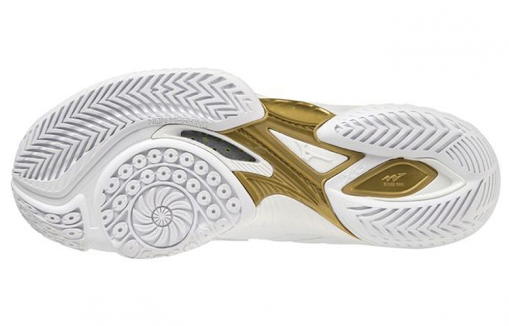 Mizuno Wave Claw 2 Comfortable Slip Resistant, Abrasion Resistant, Breathable Low top Badminton Shoes Unisex White Gold