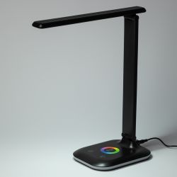 Настольный светильник ЭРА NLED-502-11W-BK светодиодный с RGB ночником черный | Светодиодные настольные лампы