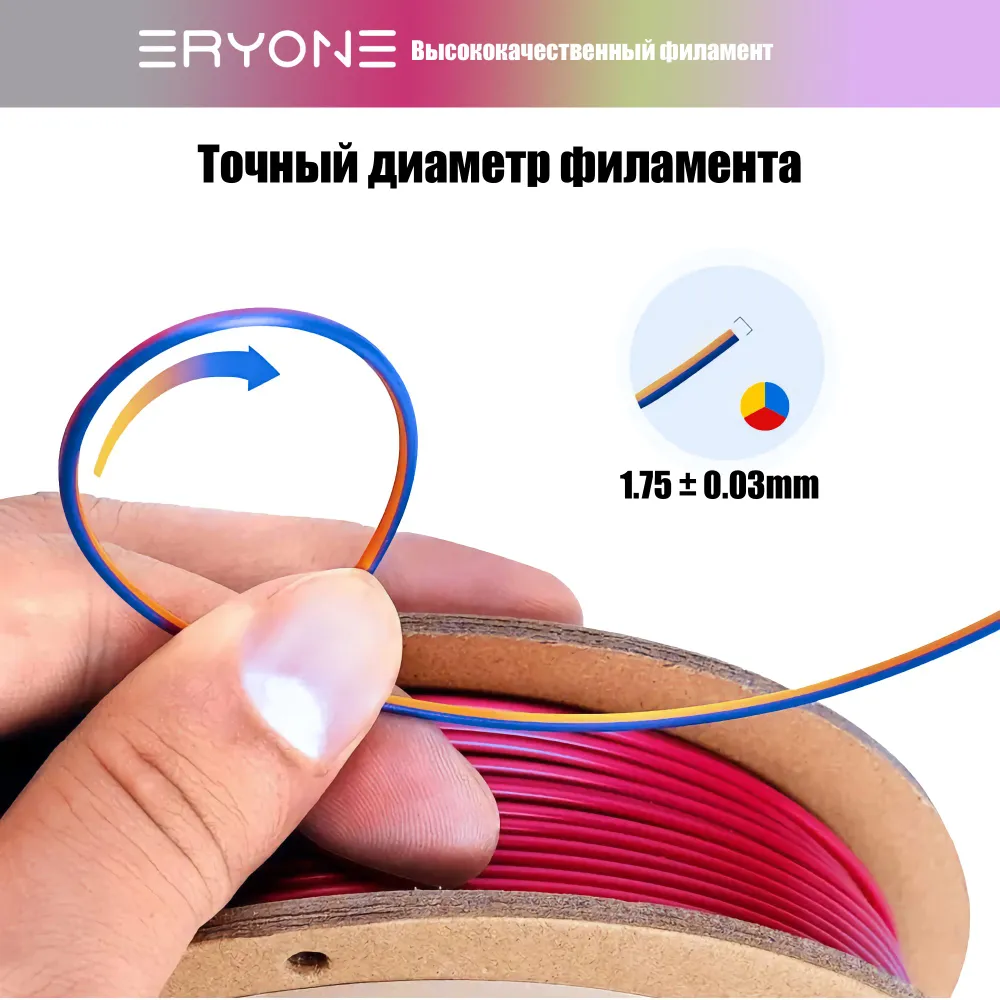 Пластик Eryone Silk PLA Tri-Color комплект 4x 0.25 кг red-yellow-blue, red-gold-black, blue-purple-b
