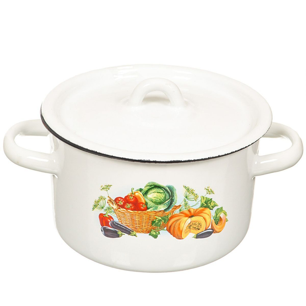 Кастрюля сталь, эмал, 1.5 л, с крыш, СтальЭмаль, 1с15с/1, в асс, индукц