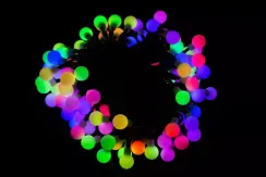 Светодиодная нить шарики с пультом 11,5 м., 220V, 96 разноцветных LED ламп, диаметр шарика 1.6 см, черный провод, Winner Light (m.01.5B.96-1.6ball)
