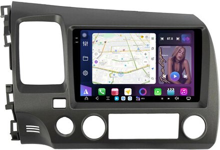 Магнитола Honda Civic 8 4d 2005-2012 (левый руль, рамка 9) - FarCar GX9-7373-9 монитор 9.5" 2K QLED на Android 14, TS20, 6+128Гб, CarPlay, 4G SIM-слот
