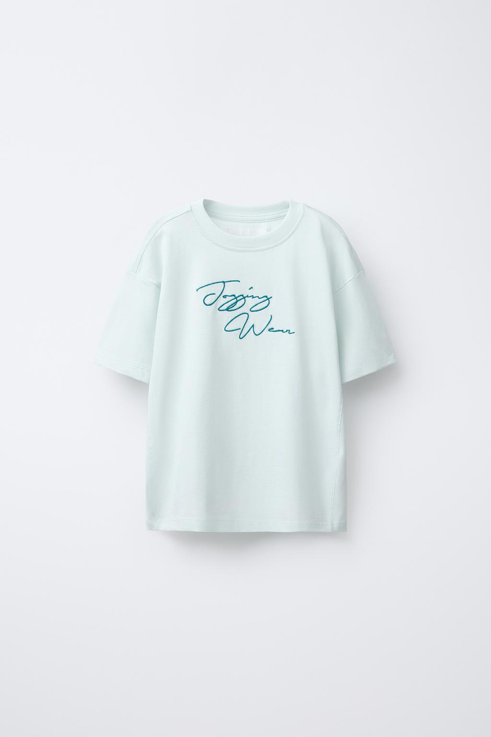 ZARA ФУТБОЛКА В СПОРТИВНОМ СТИЛЕ С НАДПИСЬЮ, СВЕТЛО-ЗЕЛЕНЫЙ