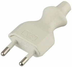 Вилка Эра V2 без заземления 10А прямой ввод белая Б0019184