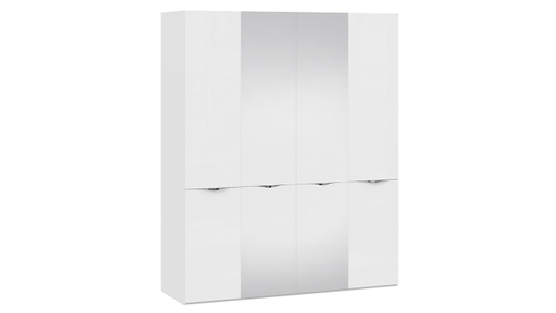 Шкаф комбинированный с 2 дверями со стеклом и 2 зеркальными дверями «Глосс»