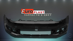 Передний бампер черный Volkswagen Polo 2009-2015