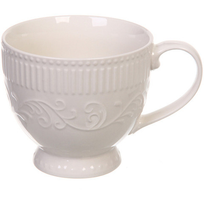 Кружка керамическая 580мл «Белая» вензеля