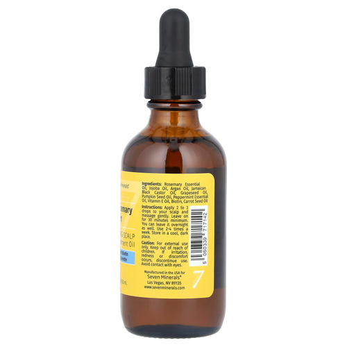 Seven Minerals, Розмарин и мята, масло для ухода за волосами и кожей головы, с биотином и кератином, 60 мл (2 жидк. унц.)