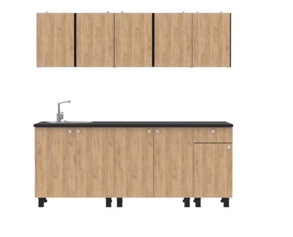 Кухонный гарнитур КГ-1 (Белый/Дуб Золотой/Чёрный) 1800