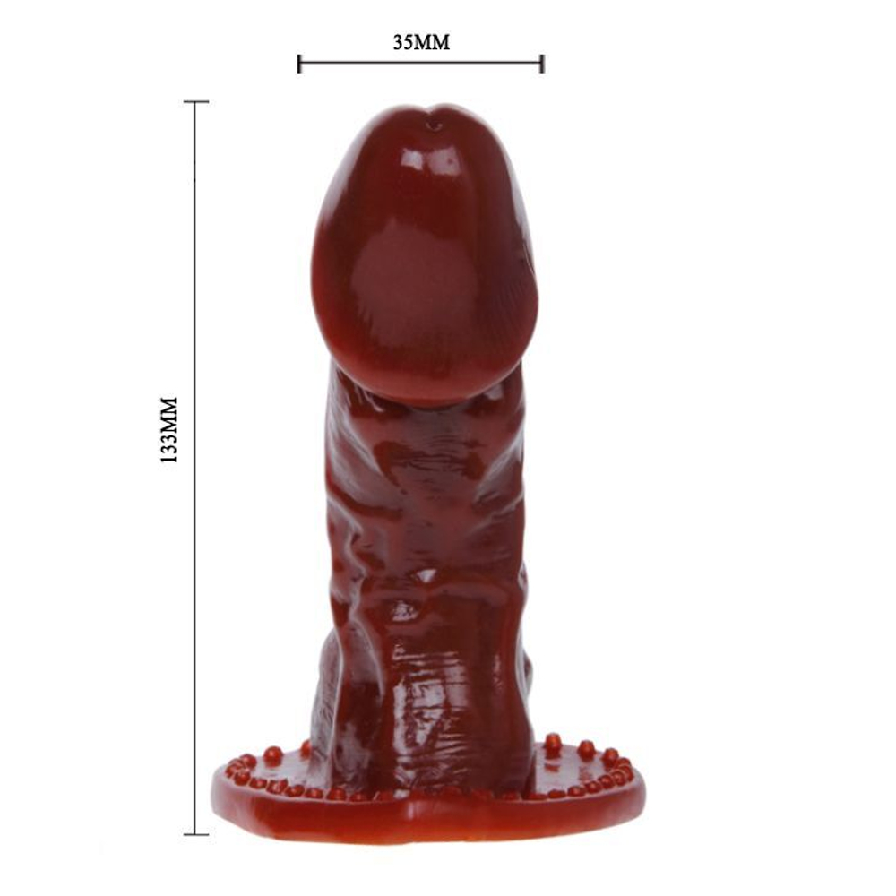 Коричневая фаллическая насадка с вибропулькой - 13,3 см. (Цвет: коричневый)