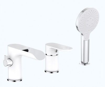 043533-F Смеситель на борт ванны, водопад, БЕЛЫЙ (3 отв.) ViEiR (8/1шт)