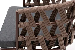 "Диего" стул плетеный из роупа, каркас из стали коричневый (RAL8016) муар, роуп коричневый круглый, ткань темно-серая 027