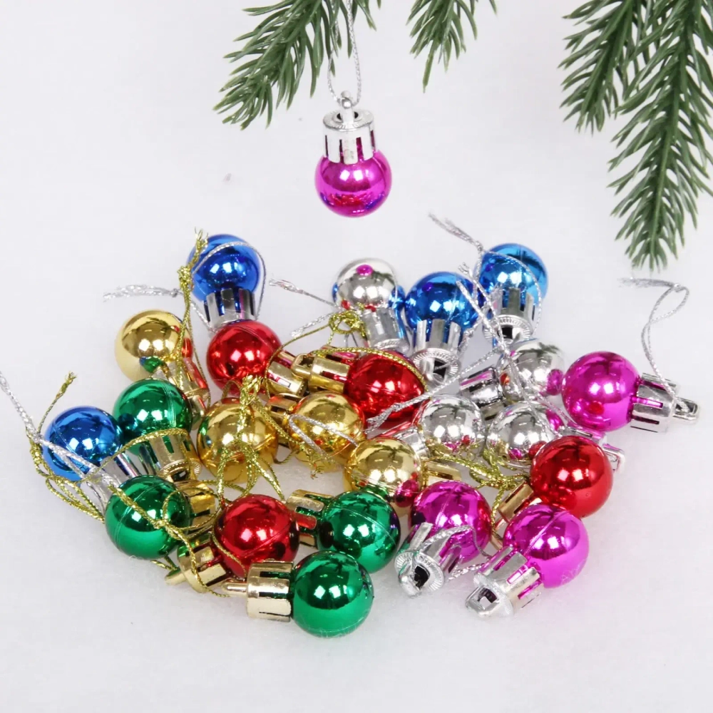 Новогодние шары 2 см (набор 24 шт) «Глянец», микс