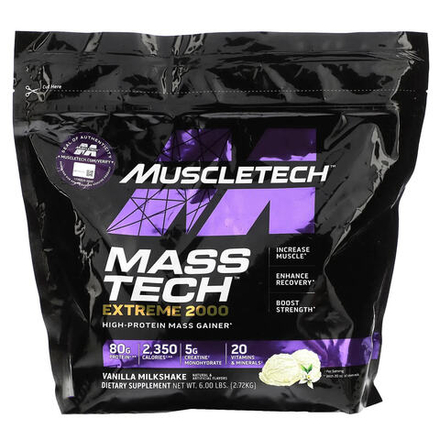 MuscleTech, Mass Tech™ Extreme 2000, со вкусом ванильного молочного коктейля, 2,72 кг (6 фунтов)