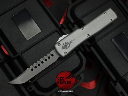 Нож Microtech UTX-70 A+++ HELLHOUND H/E GRAY - серый апокалиптик клинок, серая рукоять