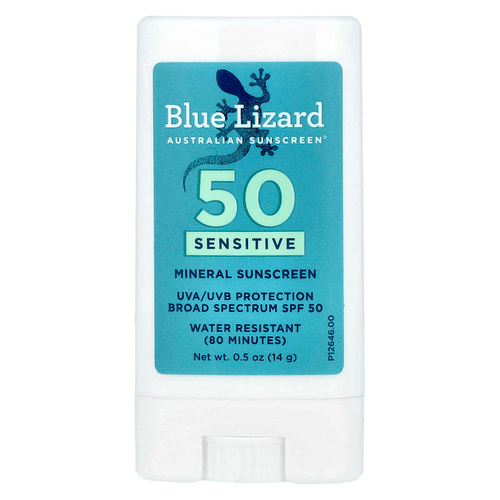 Blue Lizard Australian Sunscreen, Sensitive, минеральный солнцезащитный стик, SPF 50+, 14 г (0,5 унции)