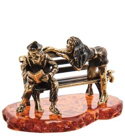 Народные промыслы AM-3124 Фигурка «Парочка Студенты» (латунь, янтарь)