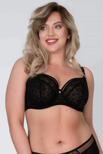 Бюстгальтер с мягкими чашками из гипюра и сетки (Размер: 65I) (Цвет: черный)