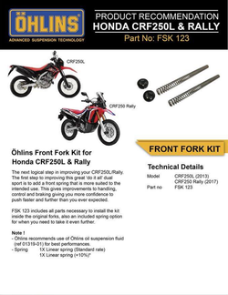 FSK123 Front Fork Spring Kit for Honda CRF250L-Rally. Ohlins.