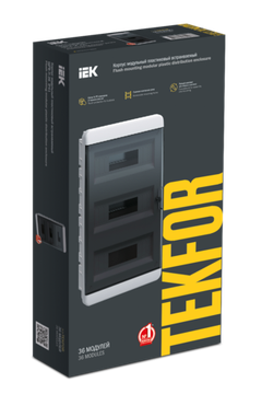 Корпус пластиковый встраиваемый ЩРВ-П-36 IP41 черная прозрачная дверь TEKFOR IEK