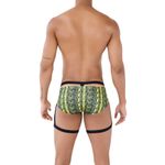 Мужские трусы брифы зеленые со змеиным принтом с поясом Pikante NEON BRIEF 051010