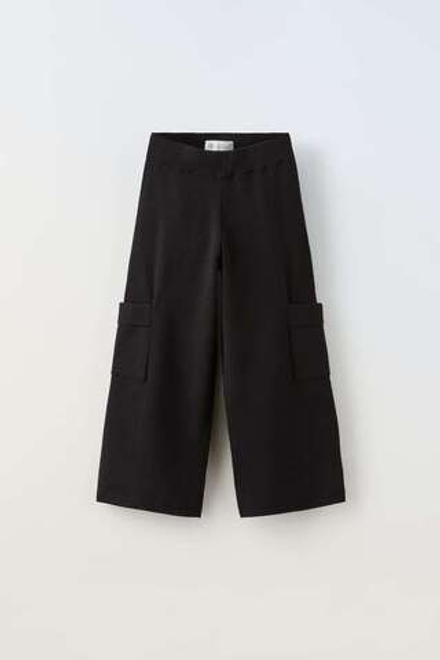 ZARA ТРИКОТАЖНЫЕ БРЮКИ КАРГО, ЧЕРНЫЙ