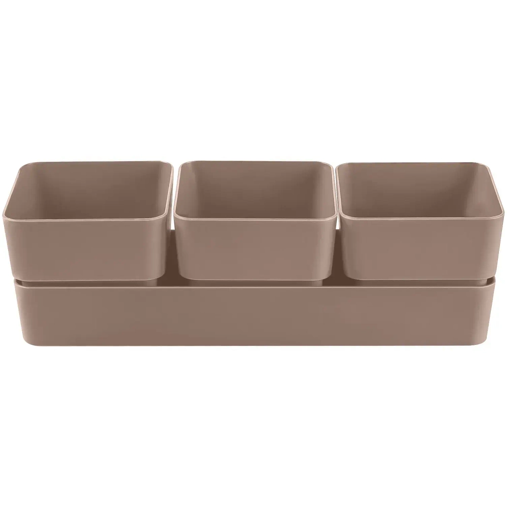 Кашпо для цветов пластиковое 0,45л 29,2*9,6см «Фиори» Трио мокачино