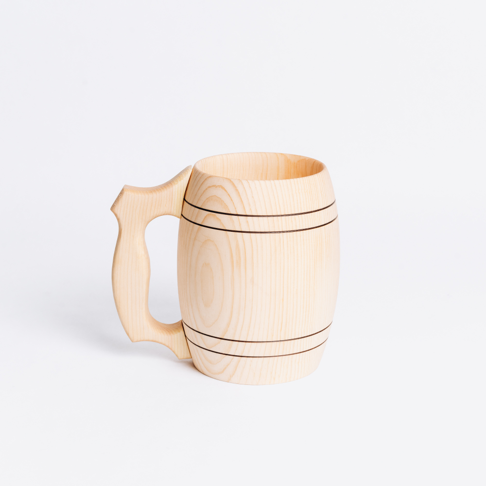 Деревянная пивная кружка из цельного куска древесины. Неклееная. C53