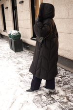 Пуховик А-силуэта в длине макси