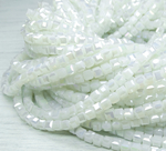 БВН009ДС3 Хрустальные бусины квадратные, цвет: белый AB непрозрачный, 3 мм, кол-во: 63-65 шт.