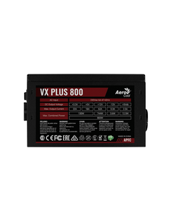 Блок питания Aerocool 800W Retail VX PLUS 800, ATX v2.3, A.PFC, fan 12cm, 4x PCI-E [6+2-Pin], 6x SATA, 4x MOLEX, 1x FDD