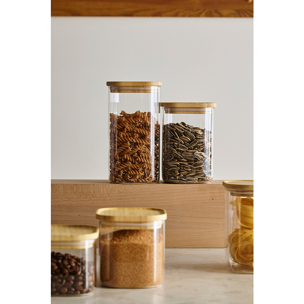 Банка для хранения квадратная 1.1л Glass Bamboo