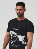Футболка базовая из хлопка с принтом Shark черная