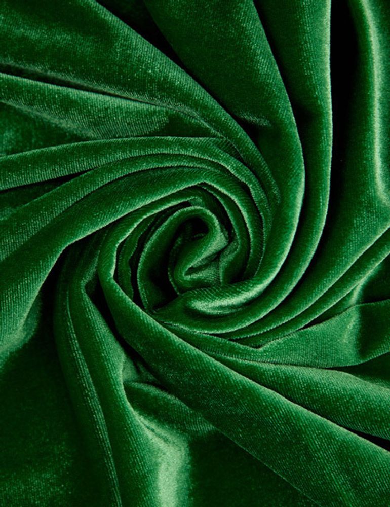 Бархат стрейч, 253 гр/м2, 98% п/э, 2% эластан, 150 см, зелёный