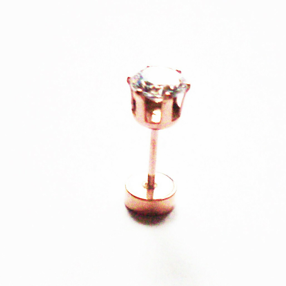Микроштанга ( 6 мм) для пирсинга уха с кристаллом 5 мм. Медицинская сталь, золотое анодирование.