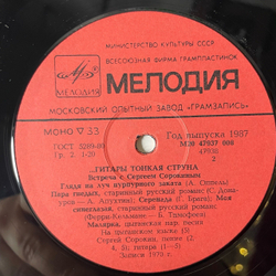 Винтажная виниловая пластинка LP Сергей Сорокин, Гитары Тонкая Струна (Встреча С Сергеем Сорокиным) (СССР 1987)