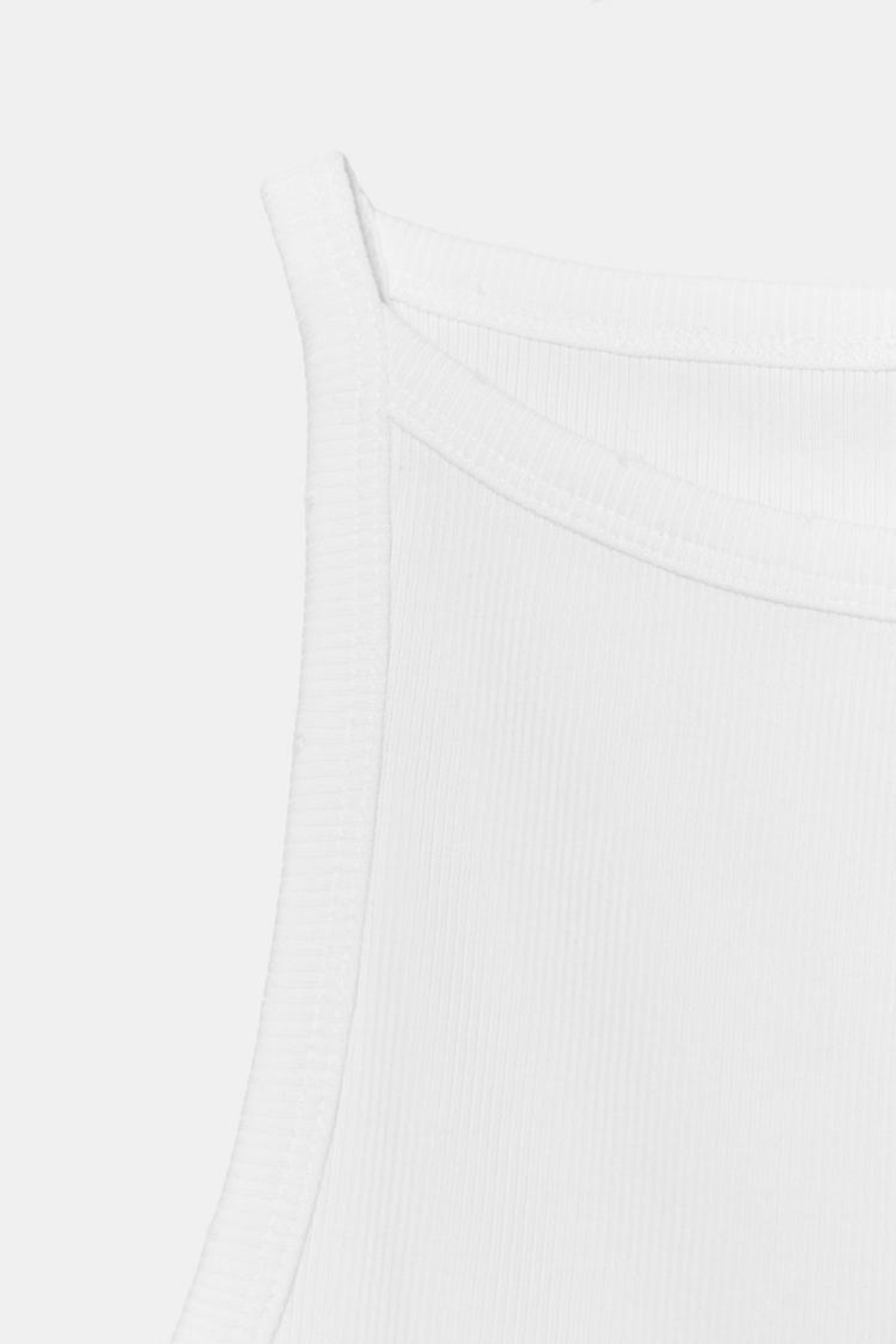 ZARA ТОП ХАЛТЕР В РУБЧИК С ЭФФЕКТОМ ПОТЕРТОСТИ, БЕЛЫЙ