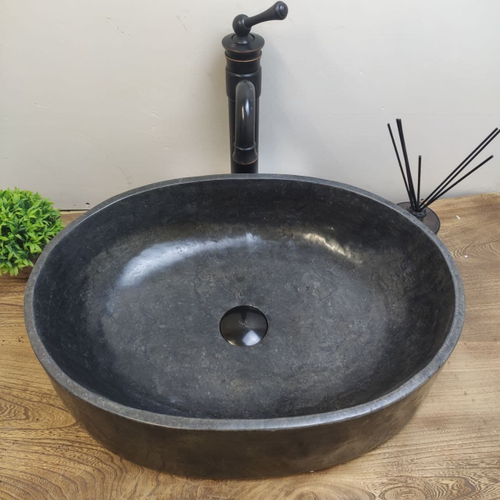 Раковина из мрамора Oval Black Tin Lip OM-61140 52*38*15