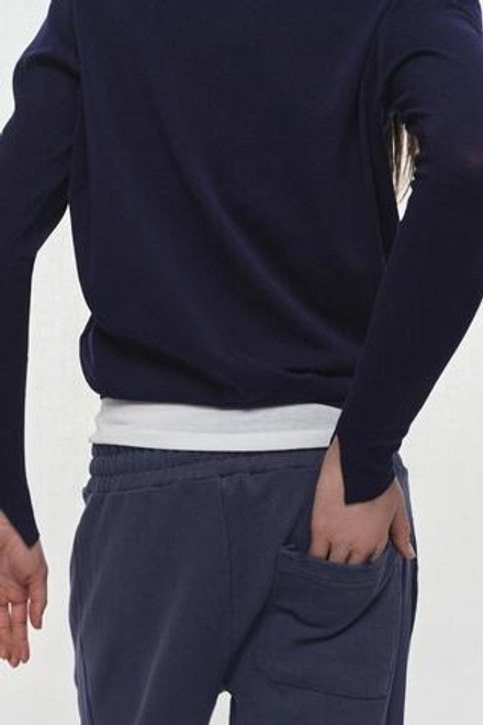 ZARA ДЖЕМПЕР ИЗ ТОНКОГО ТРИКОТАЖА С V-ОБРАЗНЫМ ВЫРЕЗОМ, ЧЕРНИЛЬНО-СИНИЙ