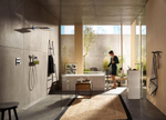Шланговое подсоединение Hansgrohe Fixfit Porter 300 26456400 с полкой и держателями лейки хром белый